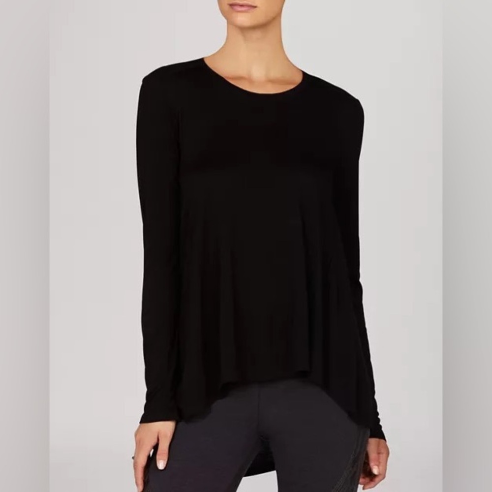 BCBGMaxAzria Astril Scarf Hem Top Black Large